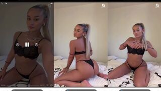 Reshum toont haar lichaam in sexy zwart lingerie